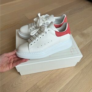 Women's White and Red Sneakers